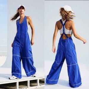 Free People Movement Wild Ambition One Piece Wide Leg Jumpsuit Indigo Medium